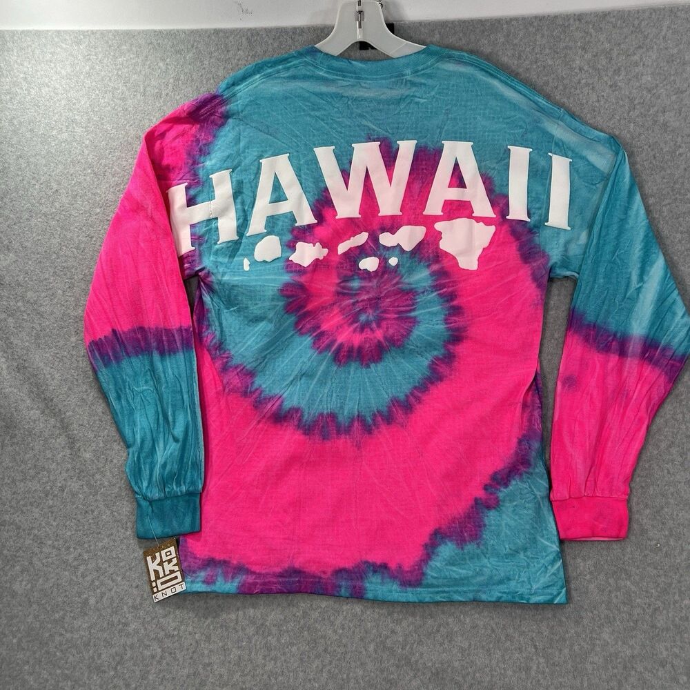 Gilden Hawaii  Aloha Island T-Shirt Mens Medium Tie Dye Pink Long sleeve NEW